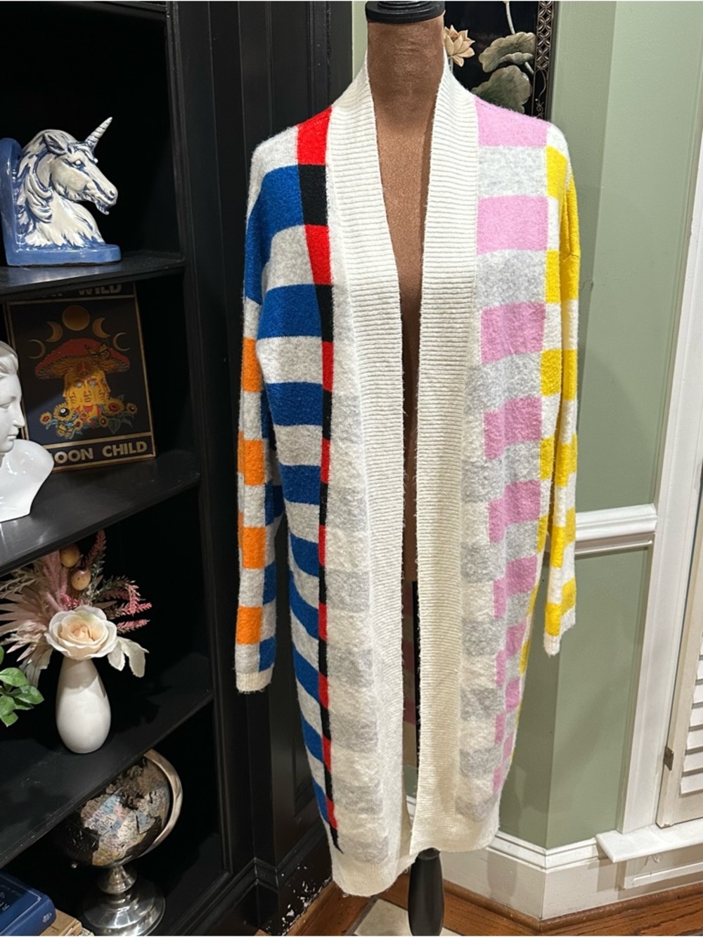 LEGO x Target Multicolor Brick‑Striped Long Cardigan Sweater – Size Medium